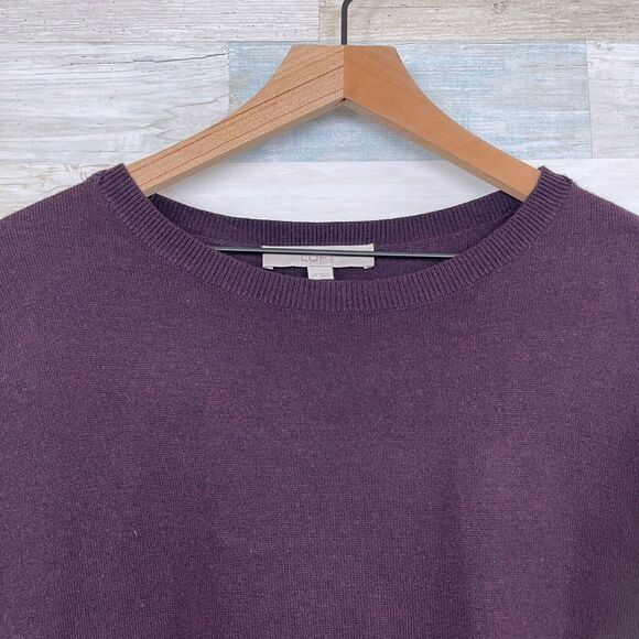 LOFT Relaxed Swing Sweater Brown Ribbed Sleeve Stretchy Knit Casual Womens XS - Picture 2 of 8